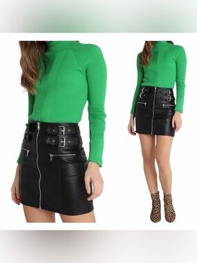 Top Shop Kelly Green Ribbed Turtle Neck Women Size 4